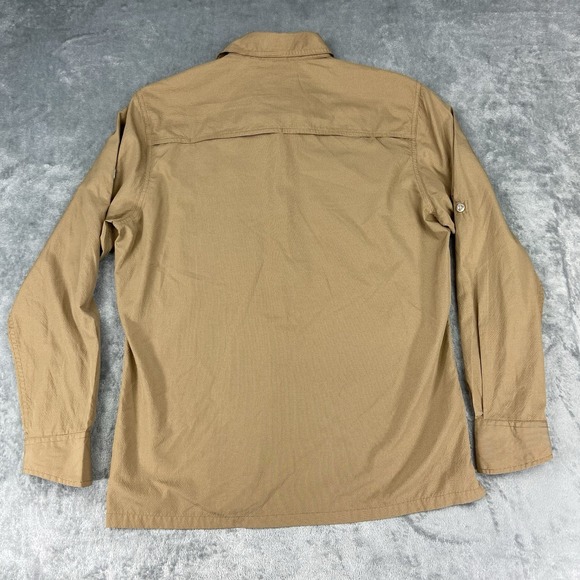 Eddie Bauer Shirt Mens Sz M Tan Vented Fishing Sport Shop Button L/S Roll Tab - Picture 8 of 13